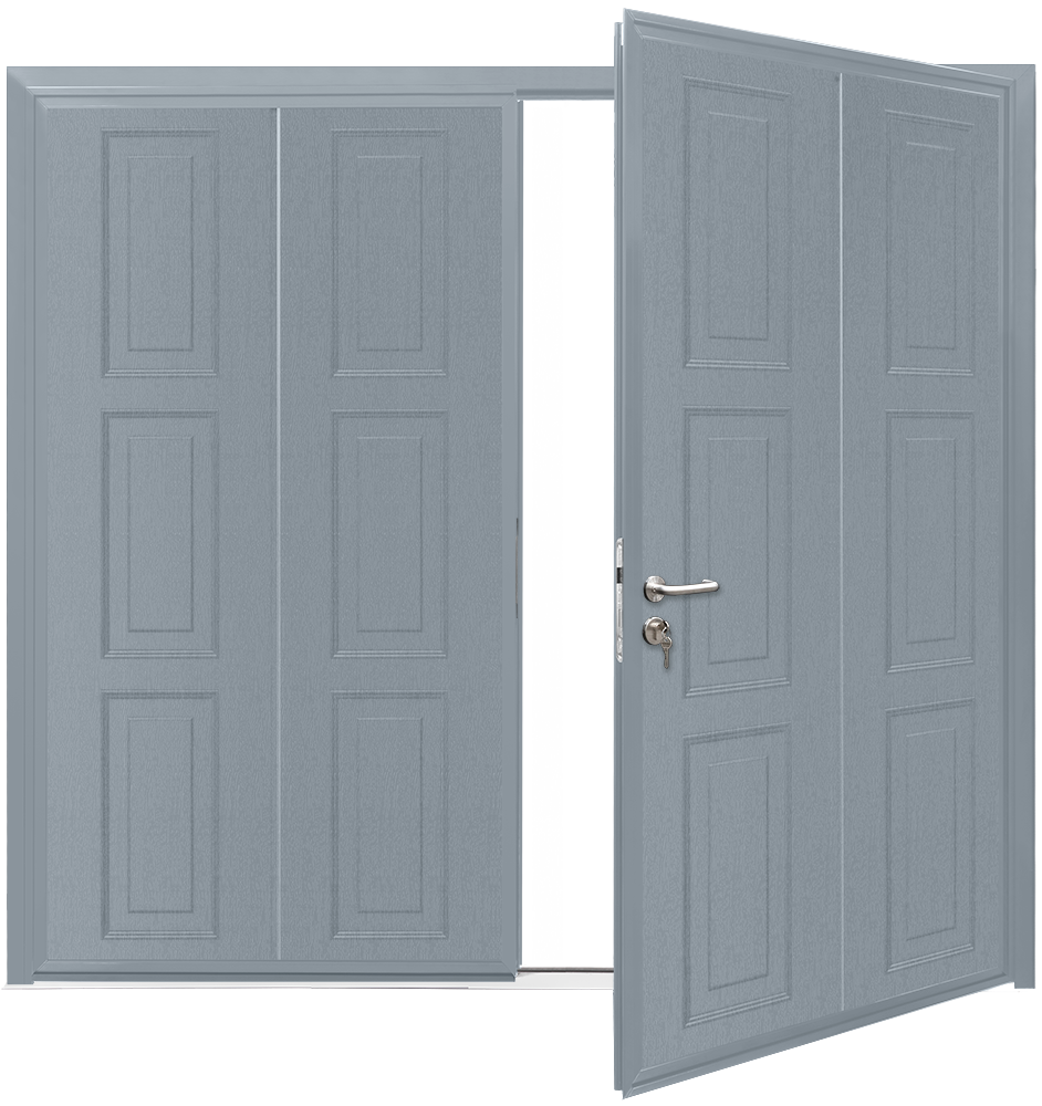 Teckentrup Insulated CarTeck Side Hinged Georgian Vertical - Silver Grey RAL 7001