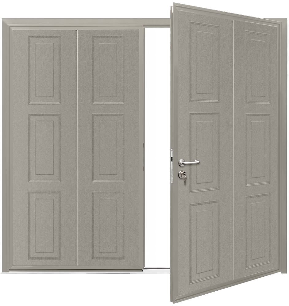 Teckentrup Insulated CarTeck Side Hinged Georgian Vertical - Stone Grey RAL 7030