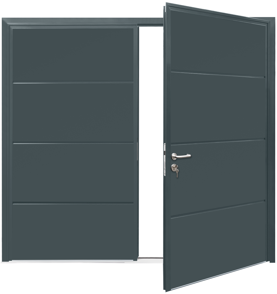 Car Teck Side Hinged Solid Horizontal Smooth Anthracite Grey RAL 7016