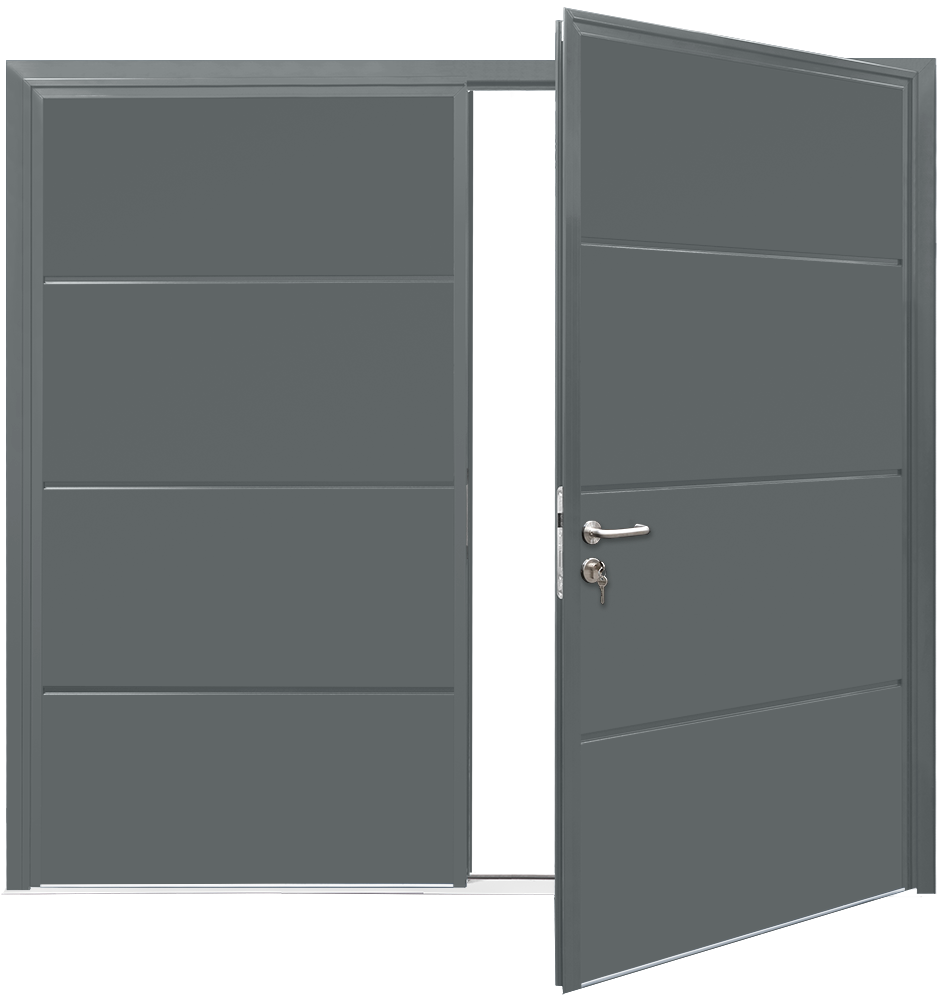 Car Teck Side Hinged Solid Horizontal Smooth Basalt Grey RAL 7012
