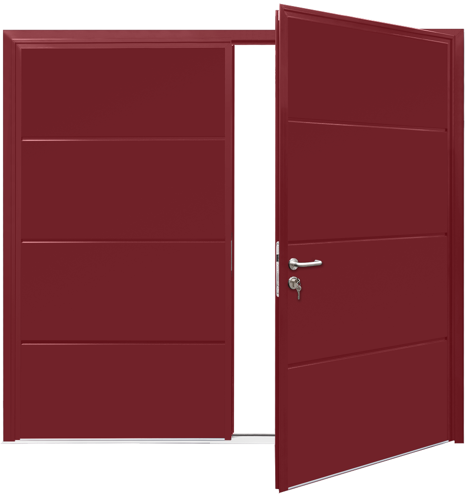 Teckentrup Insulated CarTeck Side Hinged Solid Horizontal - Burgundy RAL 3004