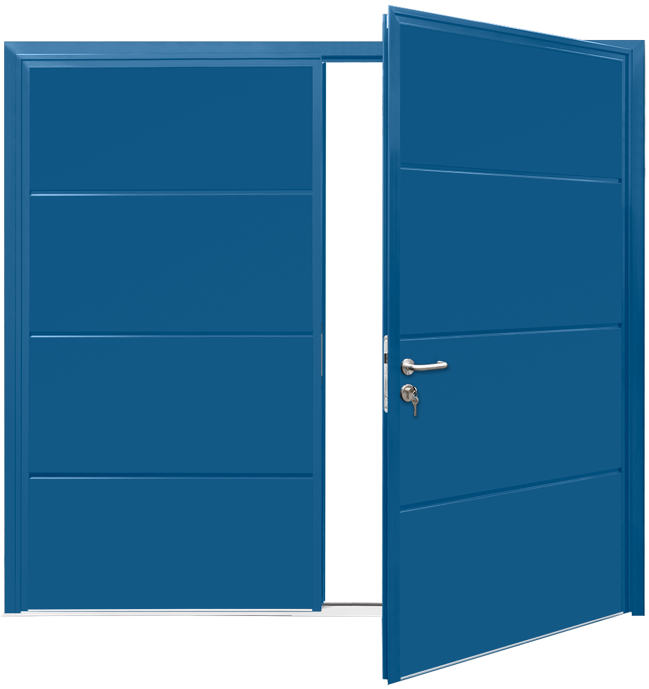 Car Teck Side Hinged Solid Horizontal Smooth Gentian Blue RAL 5010