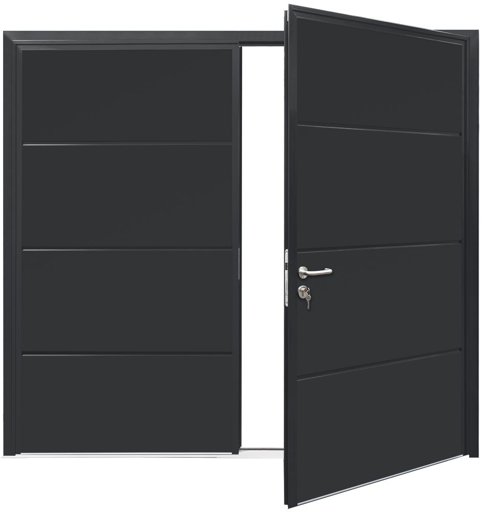 Teckentrup Insulated CarTeck Side Hinged Solid Horizontal - Graphite Black RAL 9011