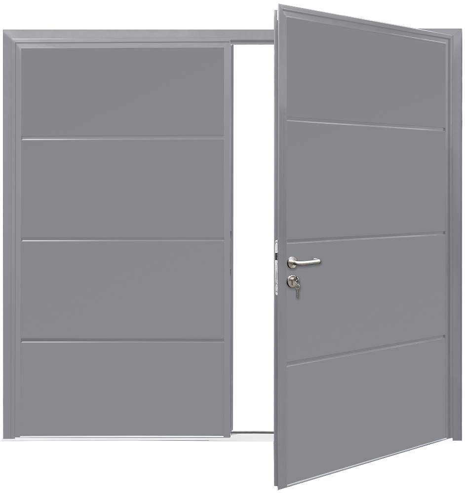 Car Teck Side Hinged Solid Horizontal Smooth Grey Aluminium RAL 9007