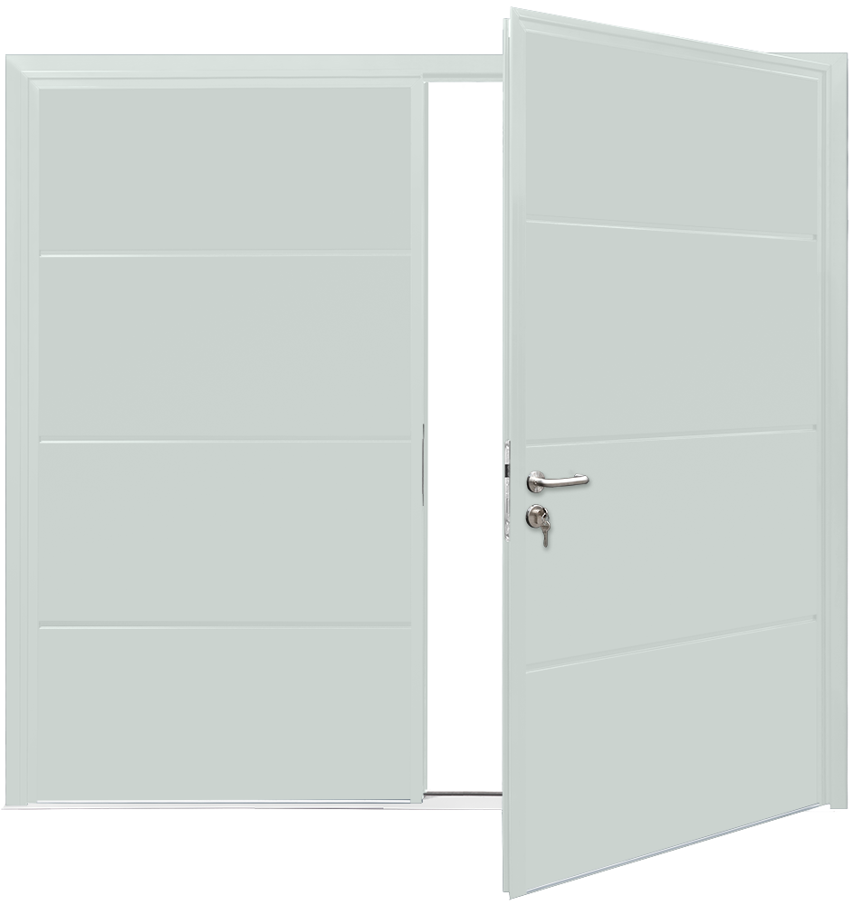 Car Teck Side Hinged Solid Horizontal Smooth Light Grey RAL 7035