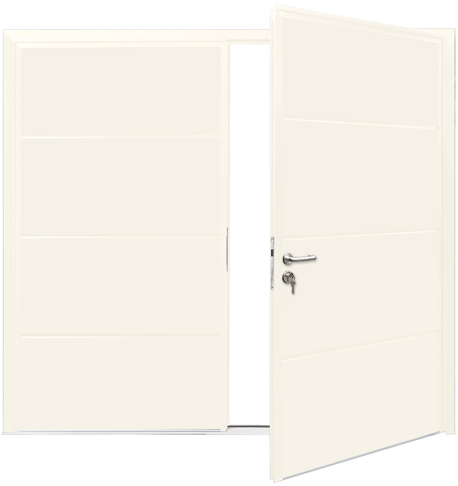 Car Teck Side Hinged Solid Horizontal Smooth Pure white RAL 9010