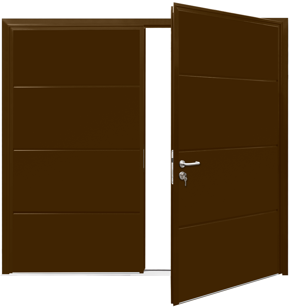 Car Teck Side Hinged Solid Horizontal Smooth Sepia Brown RAL 8014