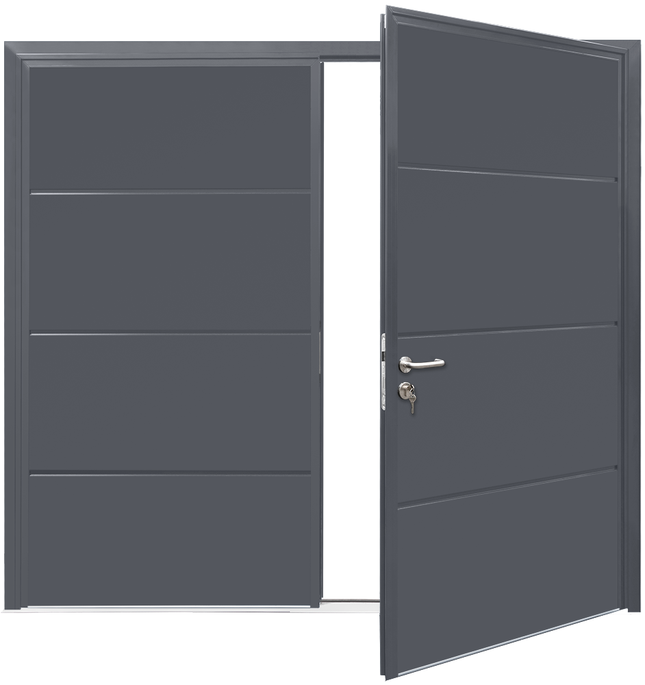 Car Teck Side Hinged Solid Horizontal Smooth Slate Grey RAL 7015