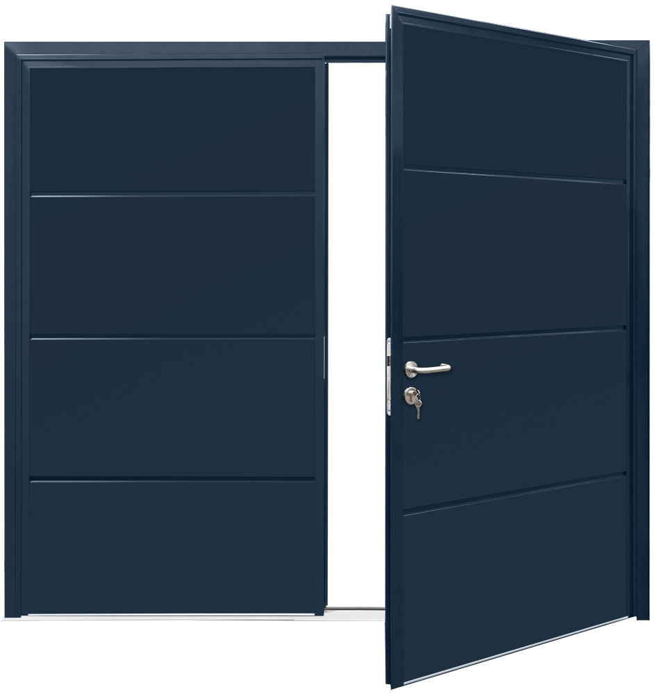 Teckentrup Insulated CarTeck Side Hinged Solid Horizontal - Steel Blue RAL 5011