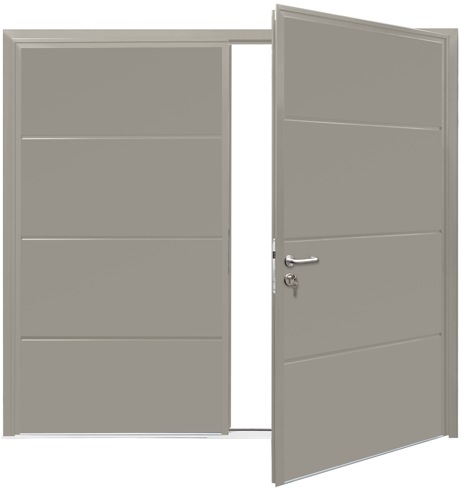 Car Teck Side Hinged Solid Horizontal Smooth Stone Grey RAL 7030