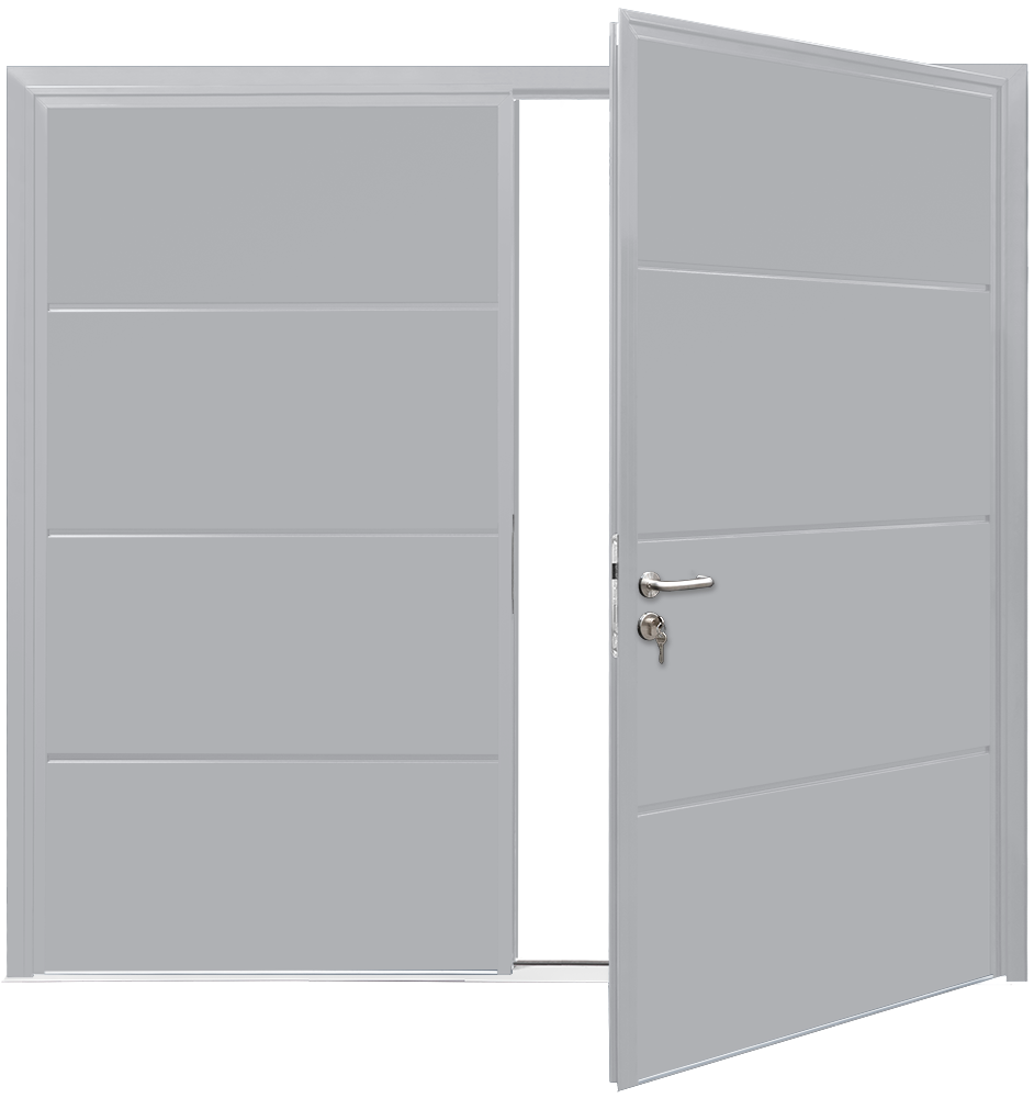 Teckentrup Insulated CarTeck Side Hinged Solid Horizontal - White Aluiminium RAL 9006