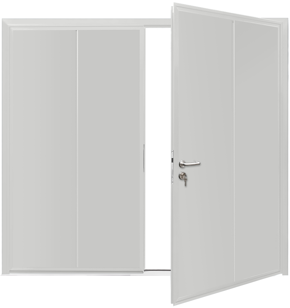 Car Teck Side Hinged Solid Vertical Smooth Bling White RAL TT9016