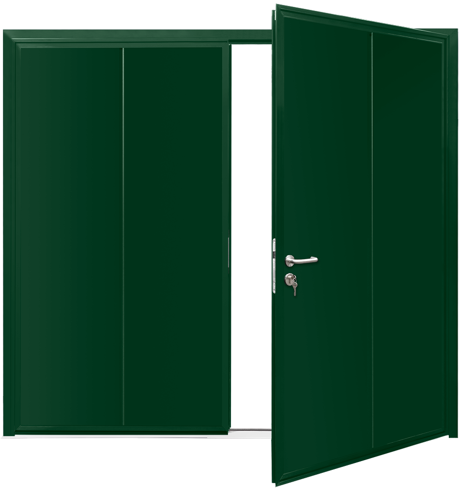 Car Teck Side Hinged Solid Vertical Smooth Fir Green RAL 6009