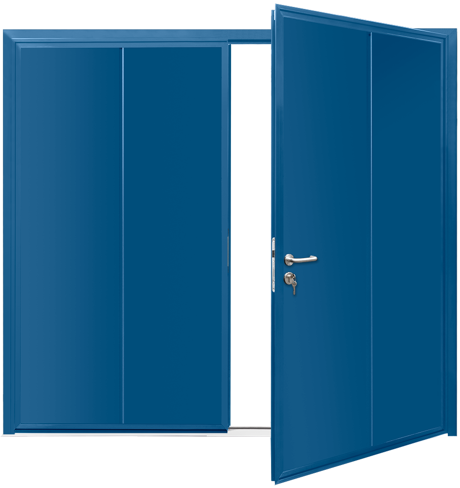 Car Teck Side Hinged Solid Vertical Smooth Gentian Blue RAL 5010
