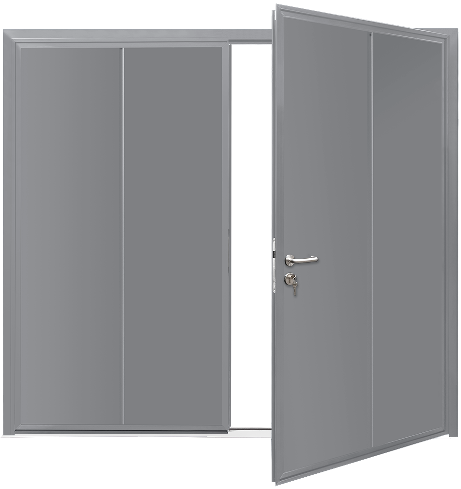 Teckentrup Insulated CarTeck Side Hinged Solid Vertical - Grey Aluminium RAL 9007