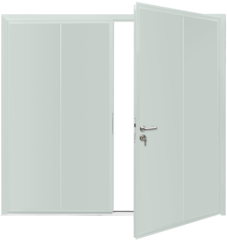 Car Teck Side Hinged Solid Vertical Smooth Light Grey RAL 7035