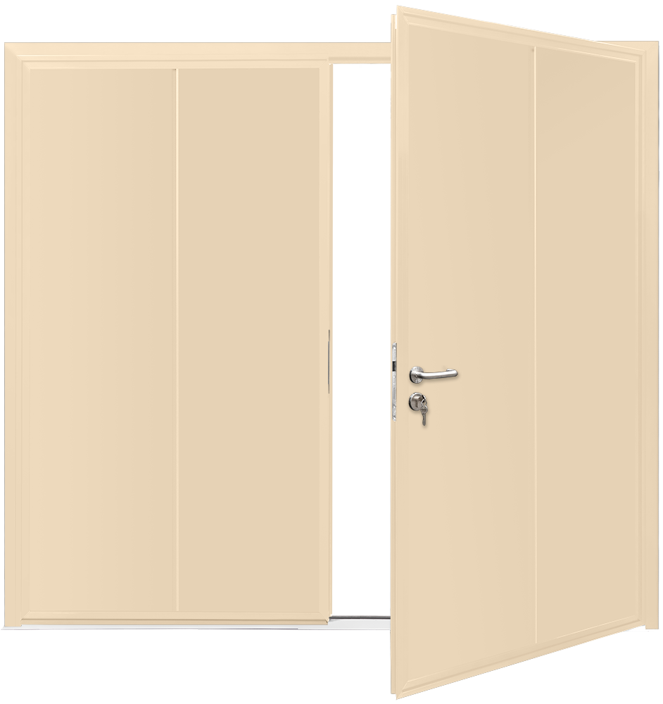 Teckentrup Insulated CarTeck Side Hinged Solid Vertical - Light Ivory RAL 1015