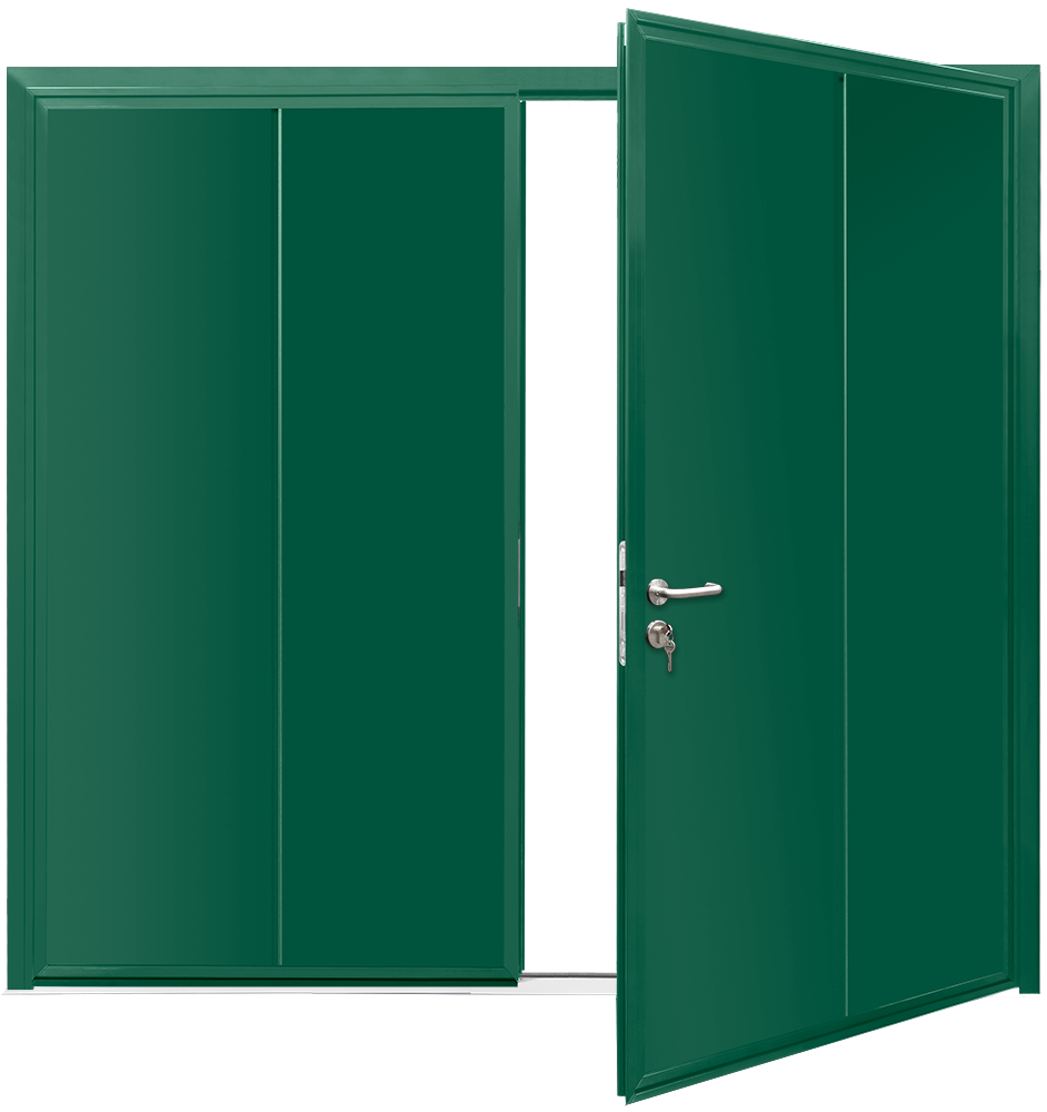 Car Teck Side Hinged Solid Vertical Smooth Moss Green RAL 6005