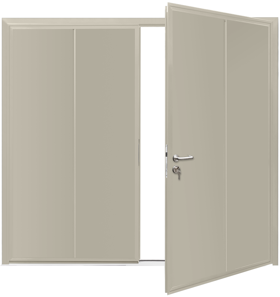Car Teck Side Hinged Solid Vertical Smooth Pebble Grey RAL 7032