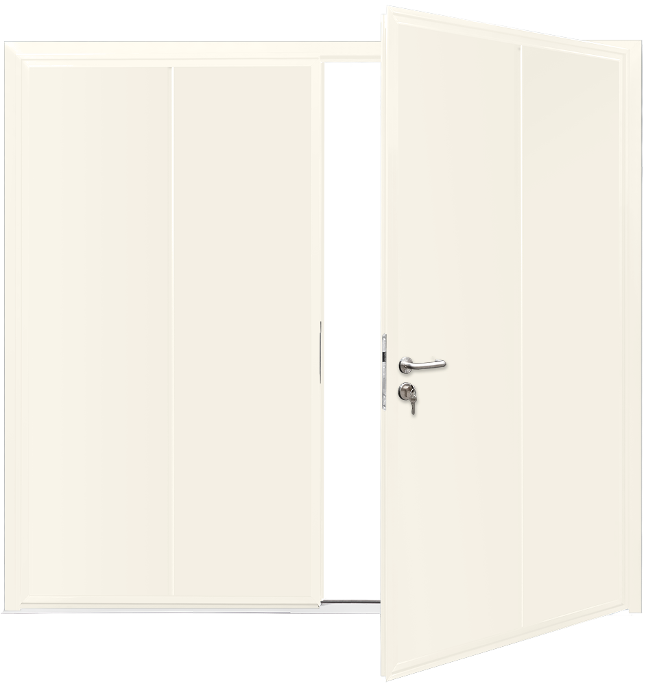 Car Teck Side Hinged Solid Vertical Smooth Pure white RAL 9010