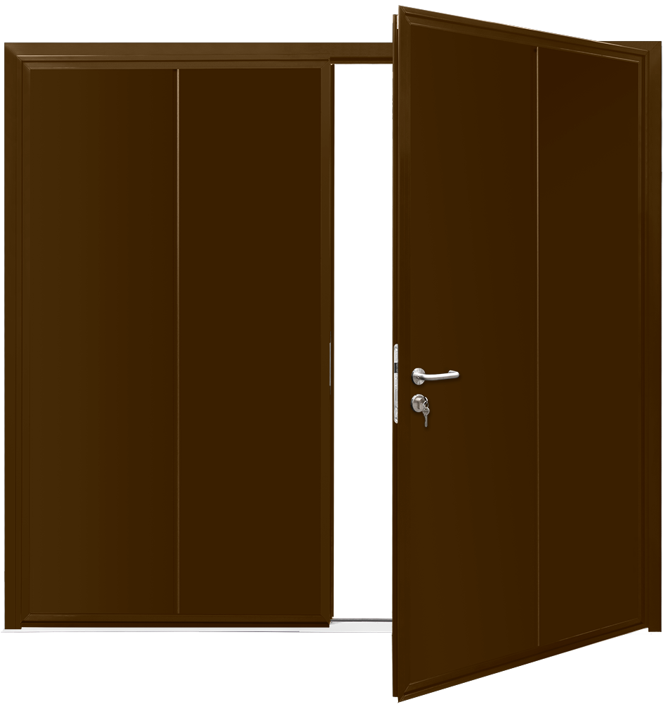 Car Teck Side Hinged Solid Vertical Smooth Sepia Brown RAL 8014