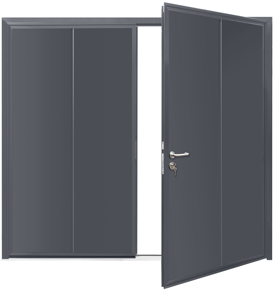 Car Teck Side Hinged Solid Vertical Smooth Slate Grey RAL 7015