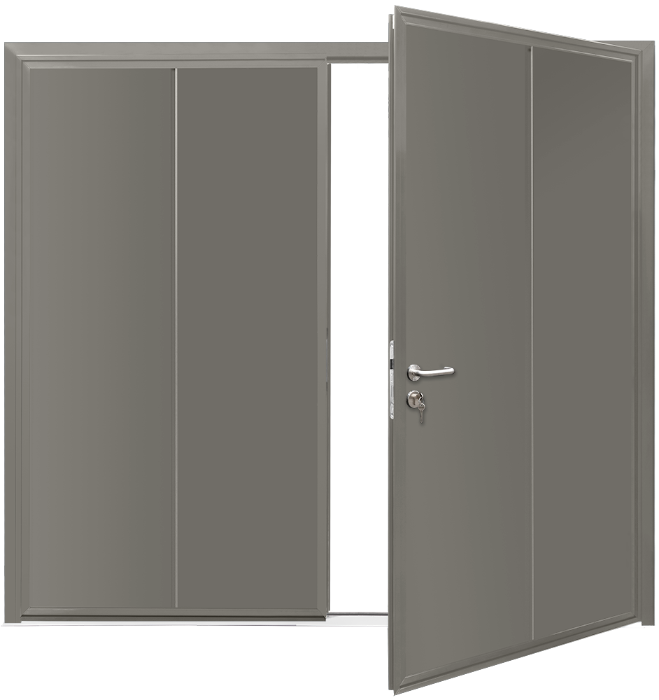Car Teck Side Hinged Solid Vertical Smooth Umbra Grey RAL 7022
