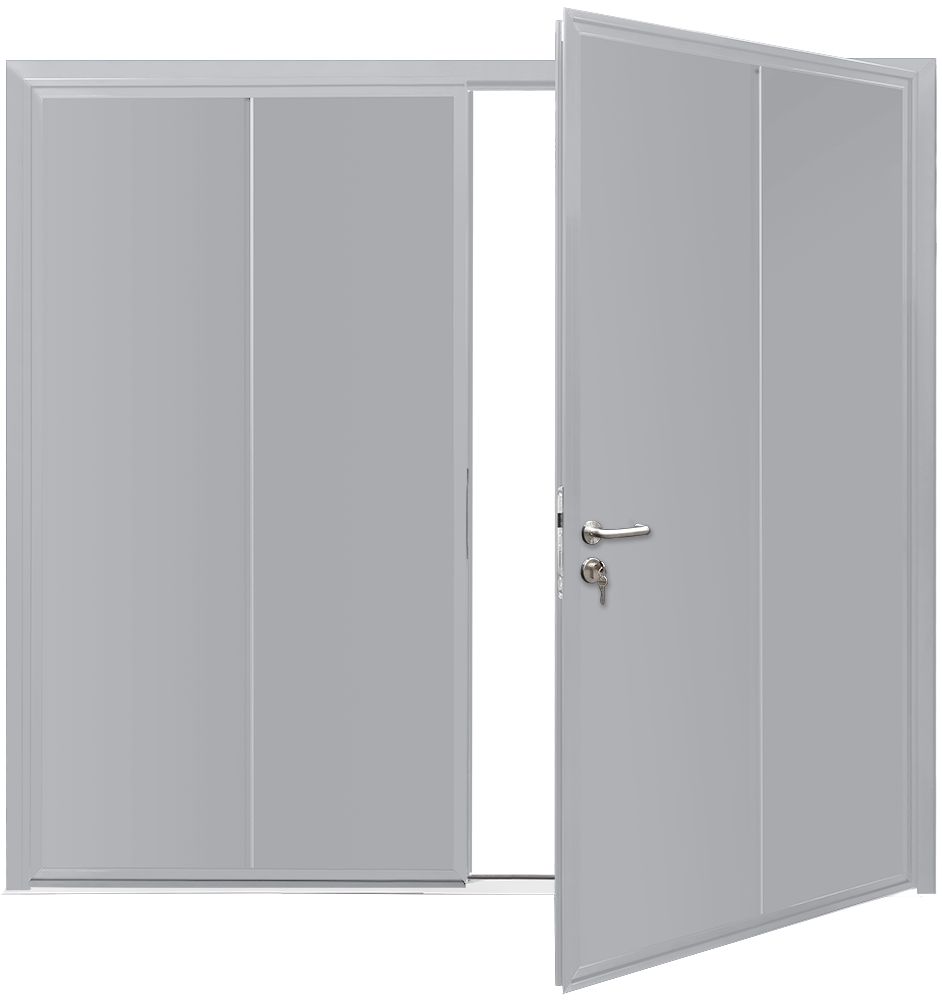 Car Teck Side Hinged Solid Vertical Smooth White Aluiminium RAL 9006