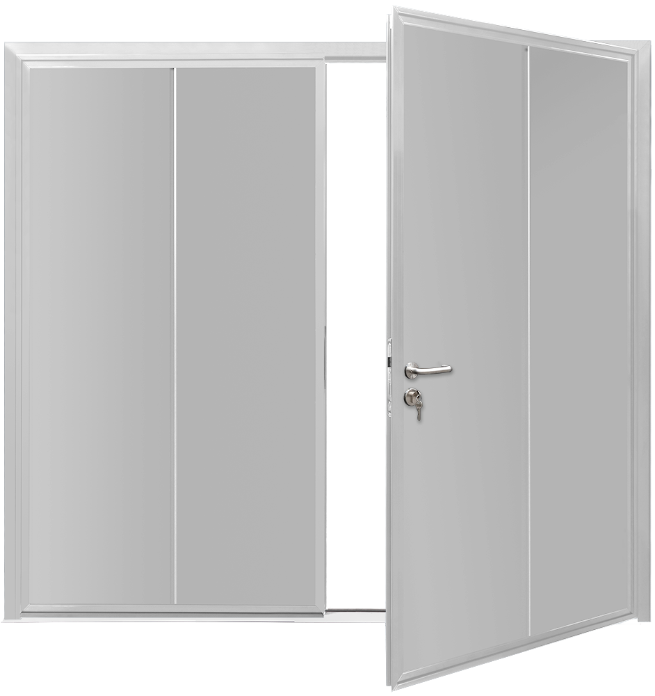 Car Teck Side Hinged Solid Vertical Smooth White RAL 9016