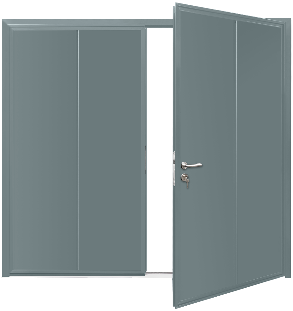 Teckentrup Insulated CarTeck Side Hinged Solid Vertical - Window Grey RAL 7040