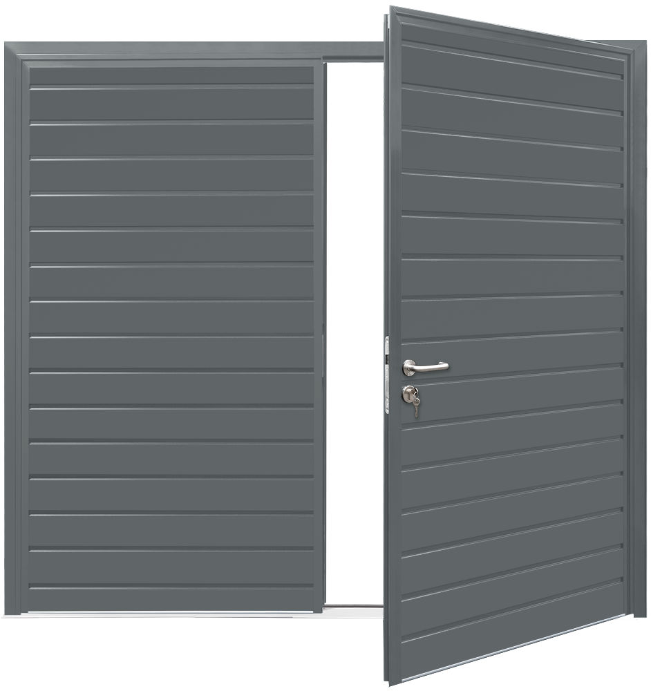 Teckentrup Insulated CarTeck Side Hinged Standard Ribbed Horizontal - Basalt Grey RAL 7012