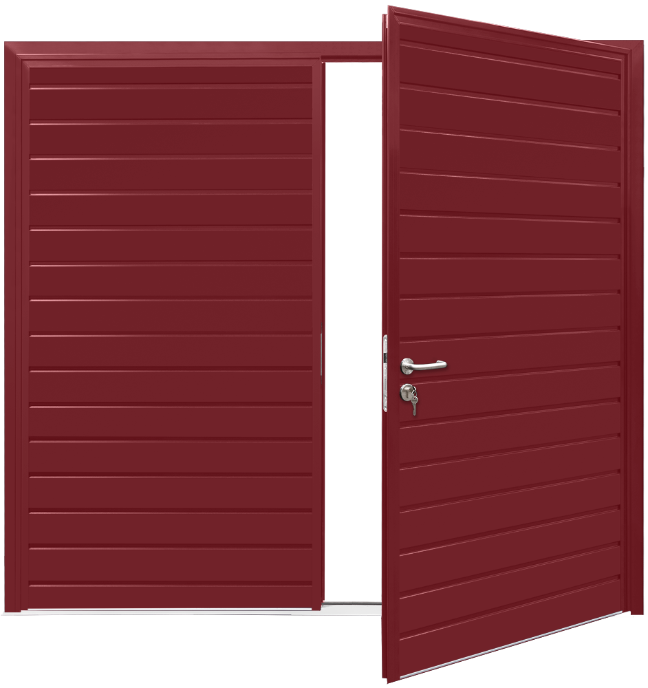 Car Teck Side Hinged Standard Rib Horizontal Smooth Burgundy RAL 3004