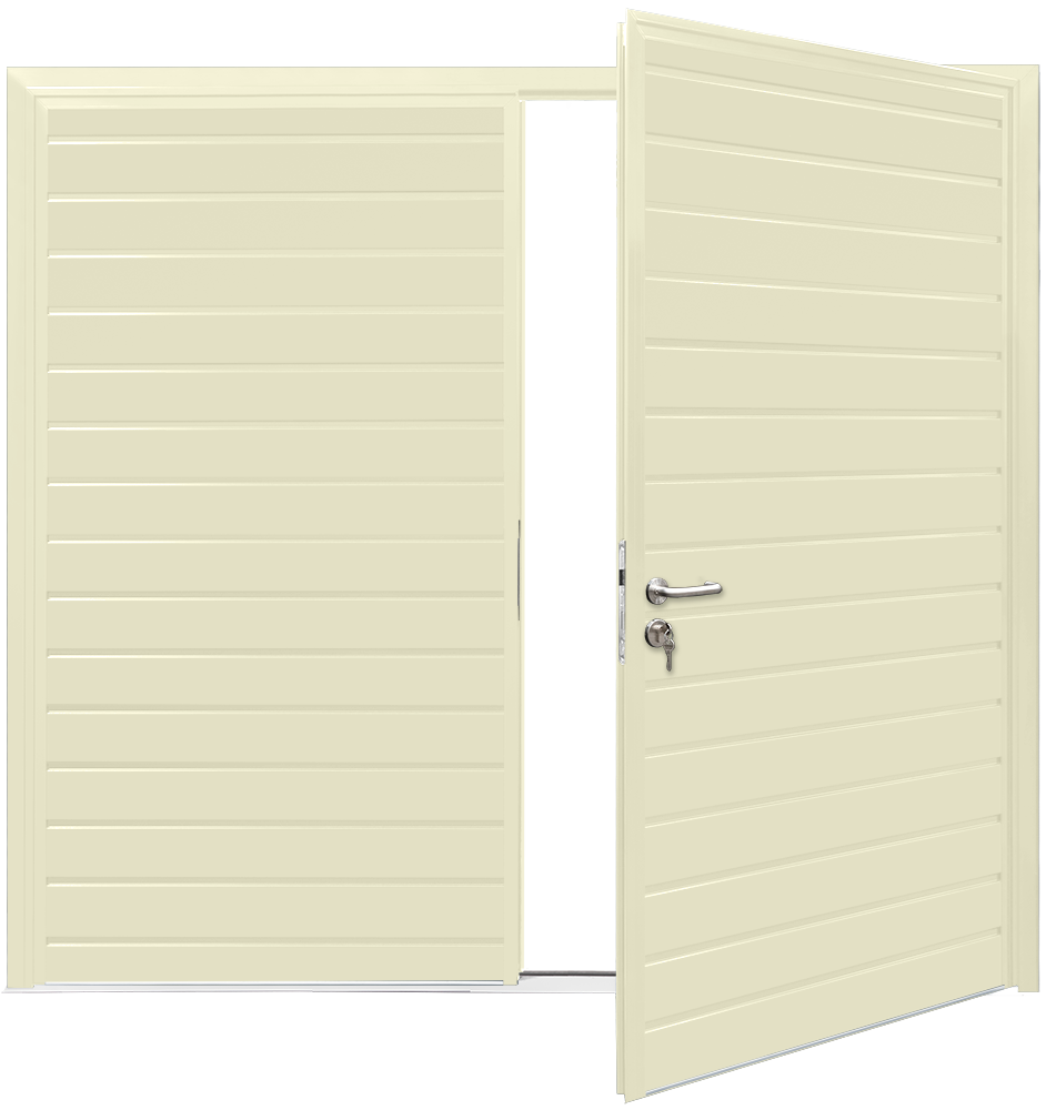 Car Teck Side Hinged Standard Rib Horizontal Smooth Cream RAL 9001