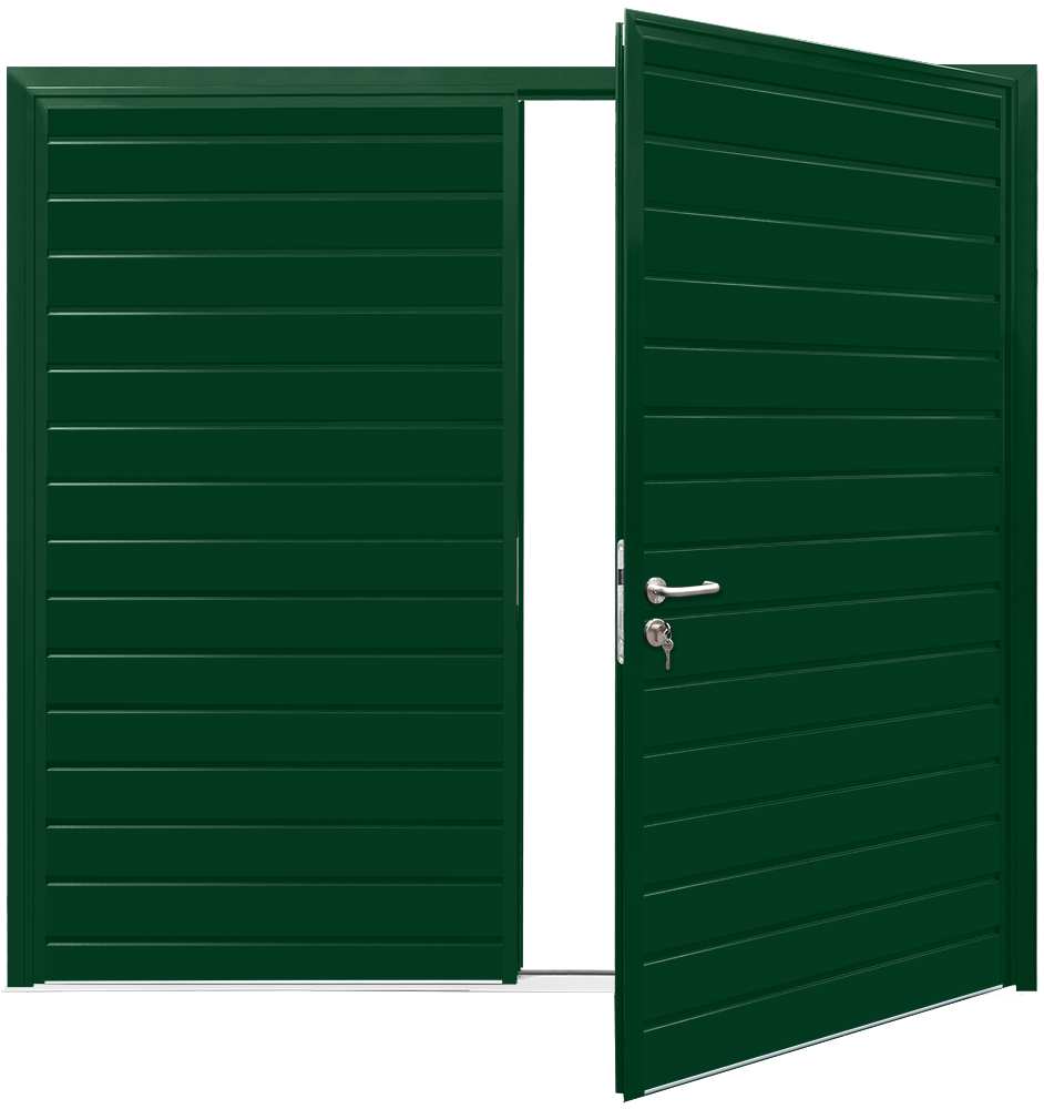 Car Teck Side Hinged Standard Rib Horizontal Smooth Fir Green RAL 6009