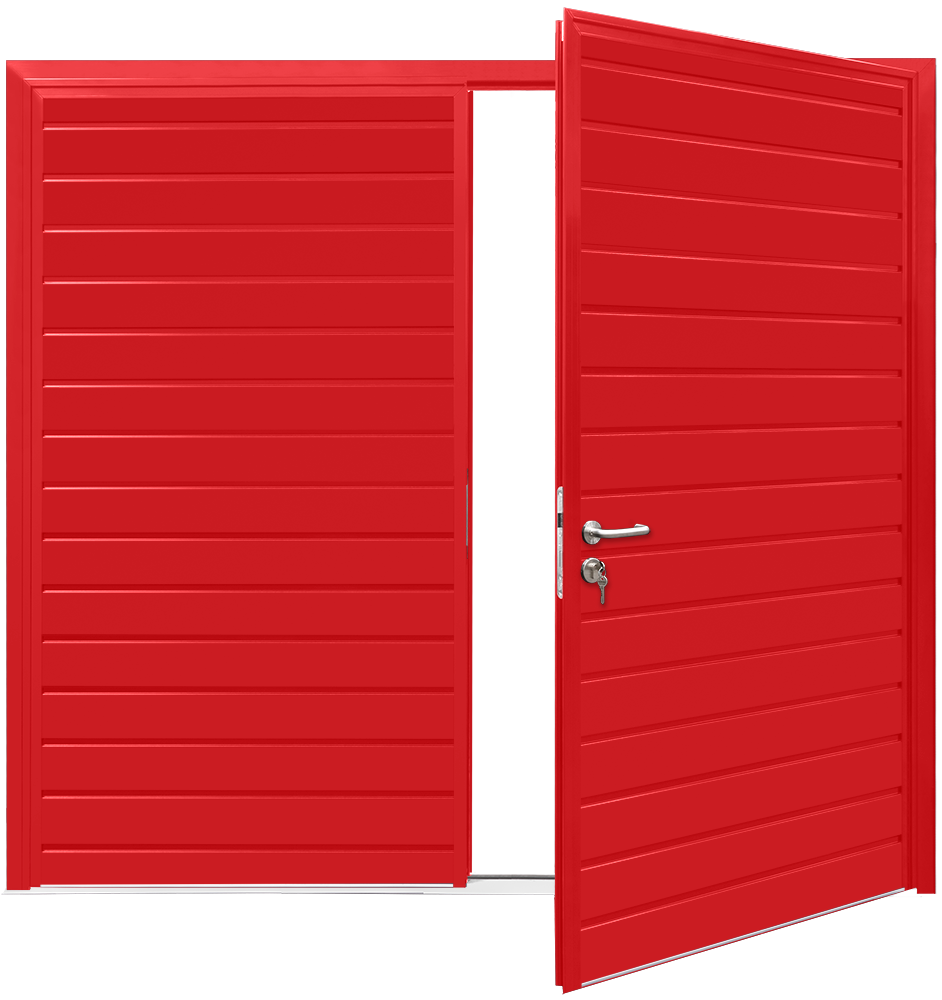 Car Teck Side Hinged Standard Rib Horizontal Smooth Flame Red RAL 3000