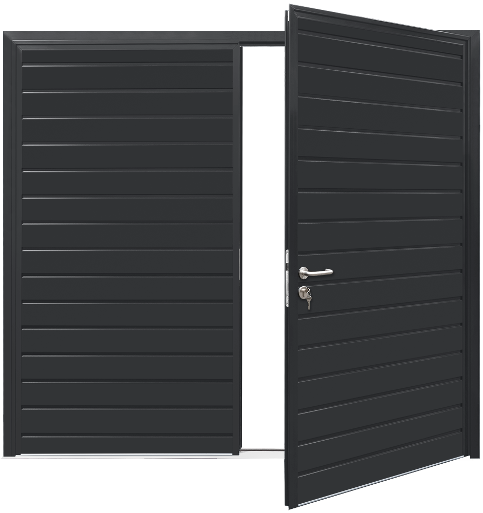 Car Teck Side Hinged Standard Rib Horizontal Smooth Graphite Black RAL 9011