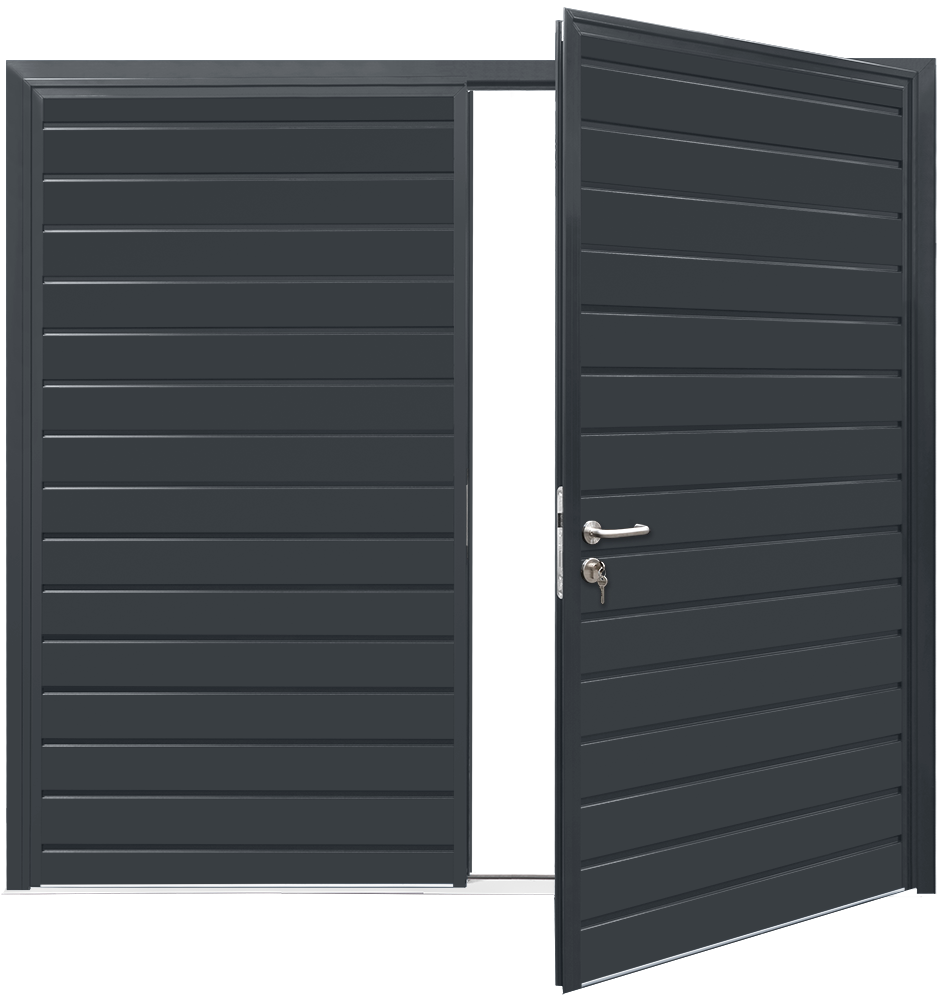 Car Teck Side Hinged Standard Rib Horizontal Smooth Graphite grey RAL 7024