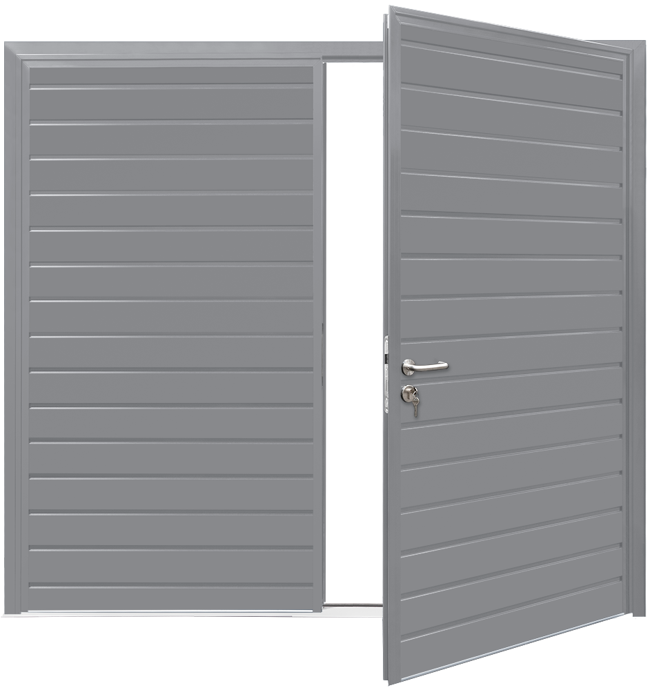 Car Teck Side Hinged Standard Rib Horizontal Smooth Grey Aluminium RAL 9007