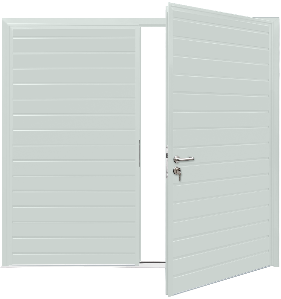 Car Teck Side Hinged Standard Rib Horizontal Smooth Light Grey RAL 7035