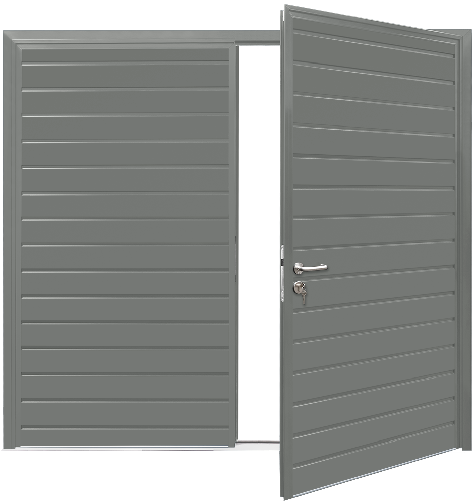 Car Teck Side Hinged Standard Rib Horizontal Smooth Mouse Grey RAL 7005