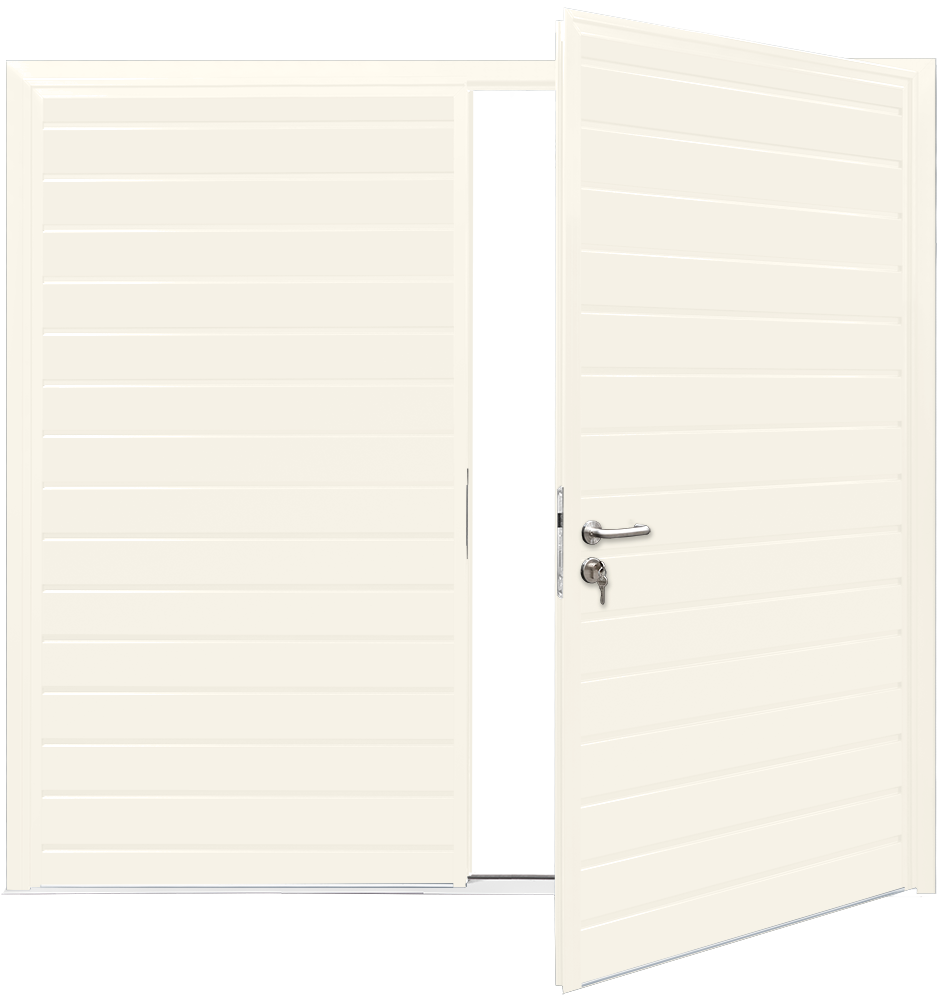 Teckentrup Insulated CarTeck Side Hinged Standard Ribbed Horizontal - Pure White RAL 9010