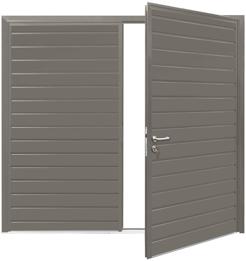 Car Teck Side Hinged Standard Rib Horizontal Smooth Quartz Grey RAL 7039