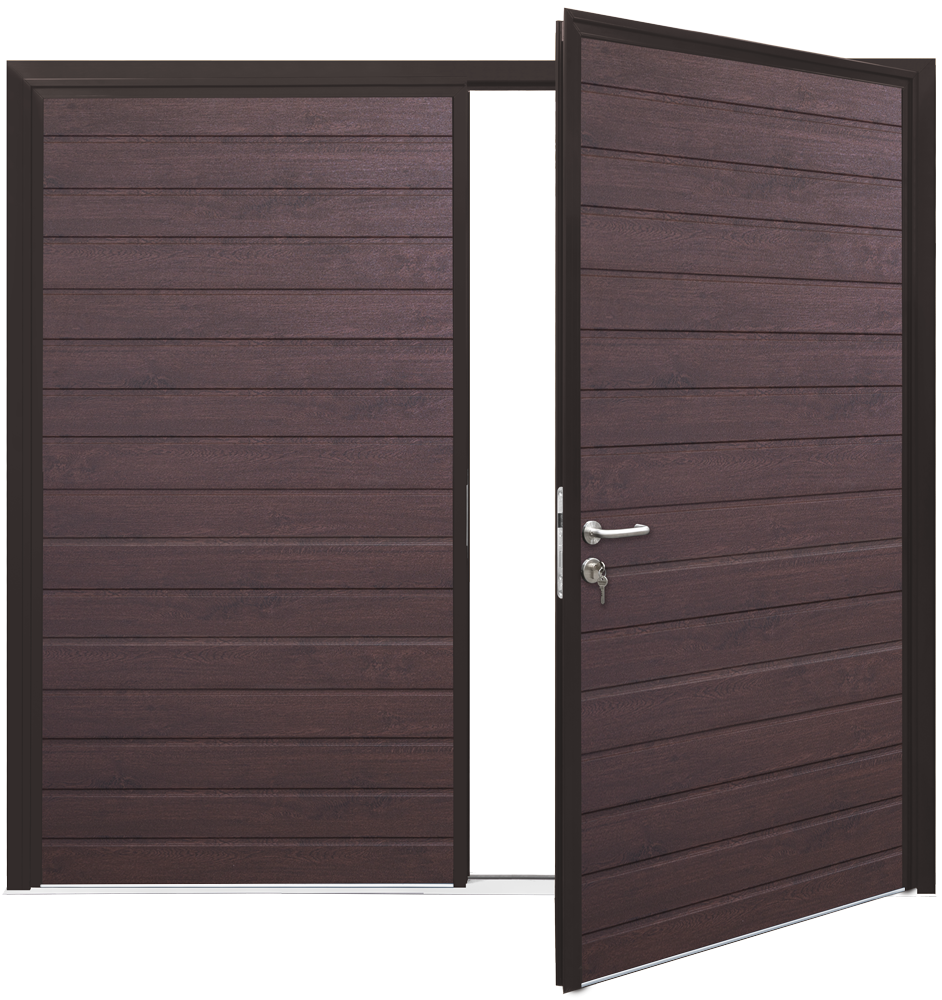 Teckentrup Insulated CarTeck Side Hinged Standard Ribbed Horizontal - Rosewood