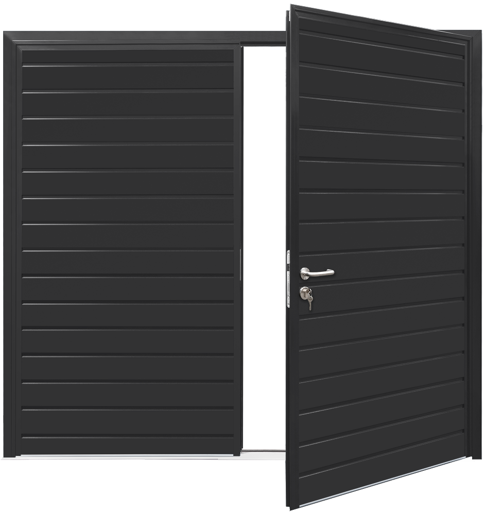 Car Teck Side Hinged Standard Rib Horizontal Smooth Signal Black RAL 9004