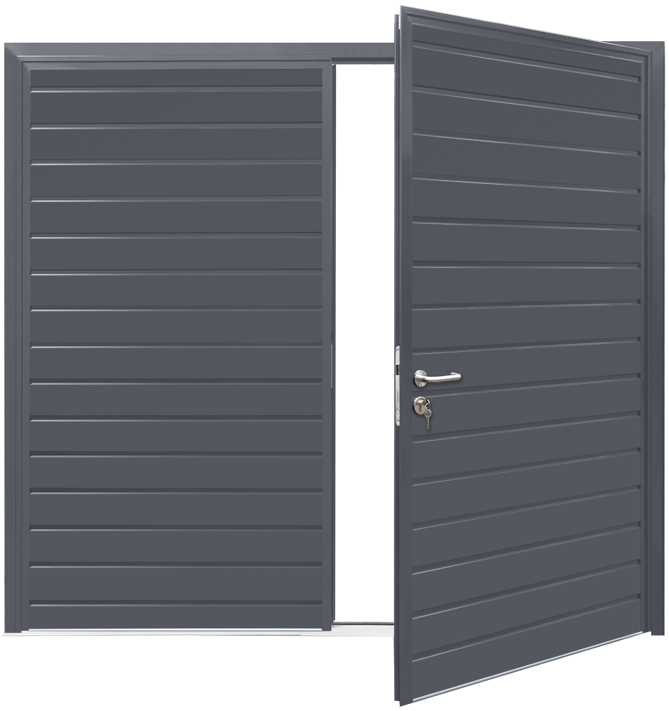 Teckentrup Insulated CarTeck Side Hinged Standard Ribbed Horizontal - Slate Grey RAL 7015