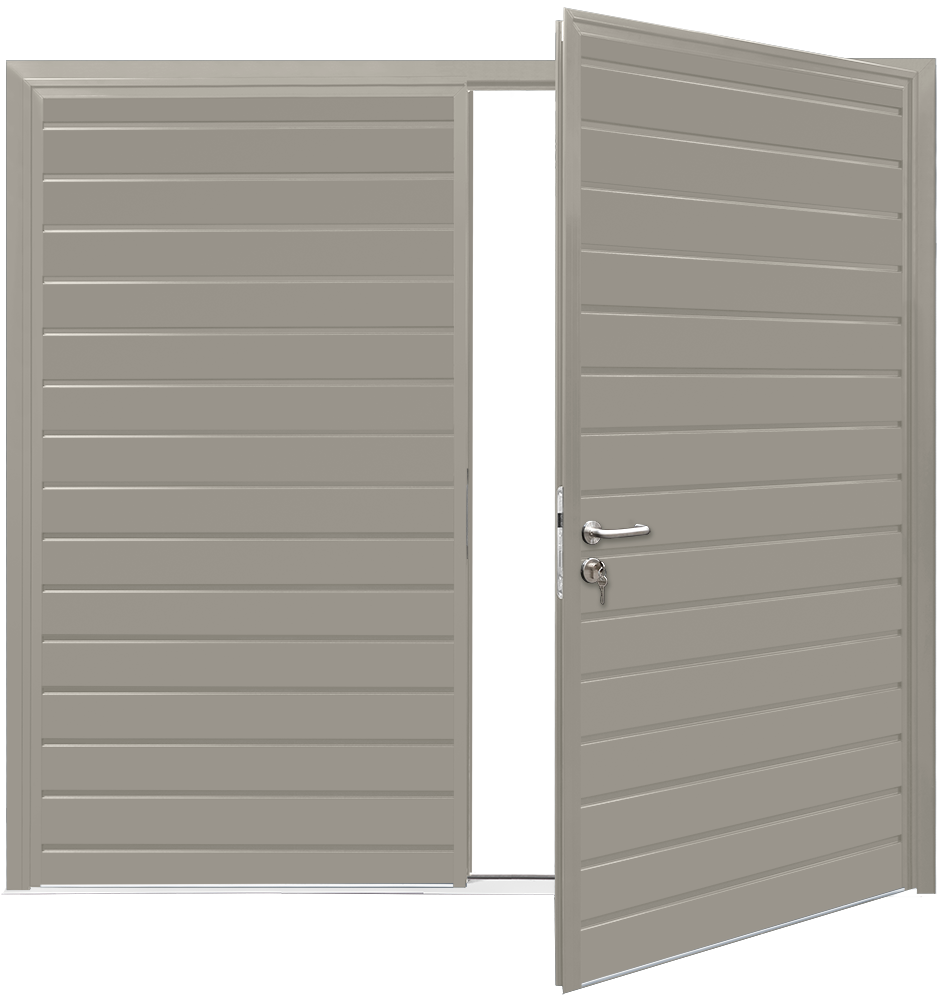 Car Teck Side Hinged Standard Rib Horizontal Smooth Stone Grey RAL 7030
