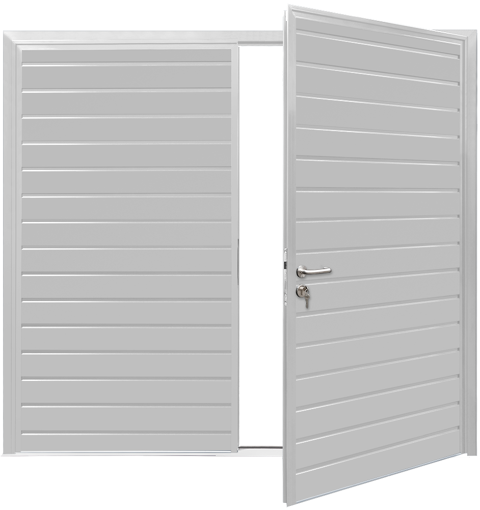 Teckentrup Insulated CarTeck Side Hinged Standard Ribbed Horizontal - White RAL 9016