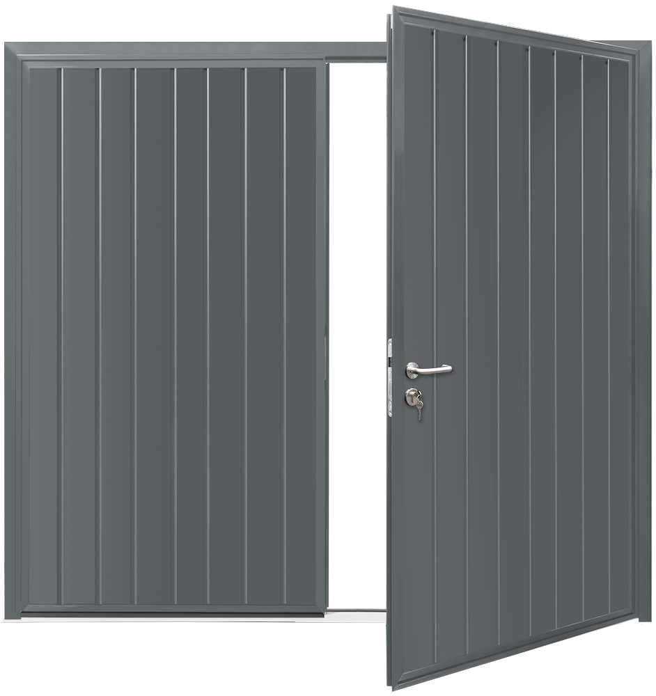 Car Teck Side Hinged Standard Rib Vertical Smooth Basalt Grey RAL 7012