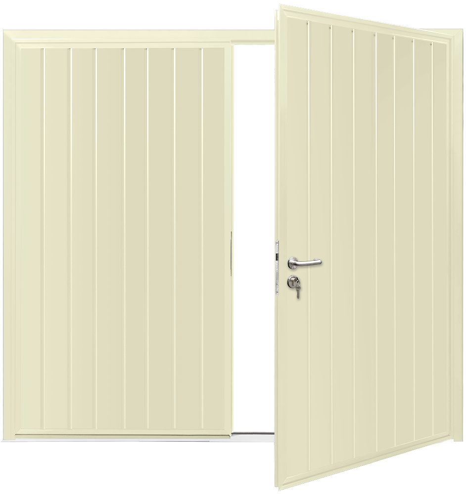 Car Teck Side Hinged Standard Rib Vertical Smooth Cream RAL 9001