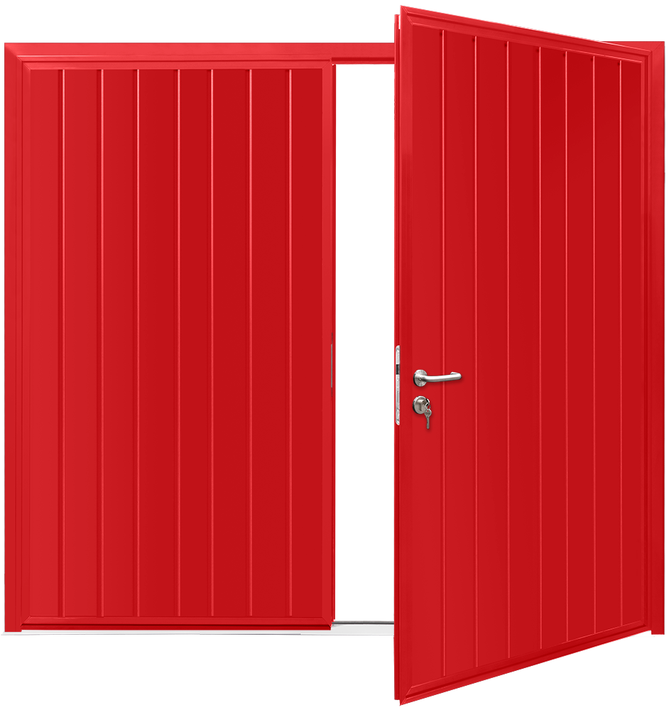 Teckentrup Insulated CarTeck Side Hinged Standard Ribbed Vertical - Flame Red RAL 3000